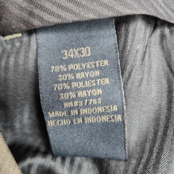 Axist Men 34x29 Brown Check Flat Front Dress Pants Straight Leg Career Office - Picture 13 of 13